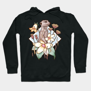 Meerkat in the Meadow - African Animal Floral Design Hoodie